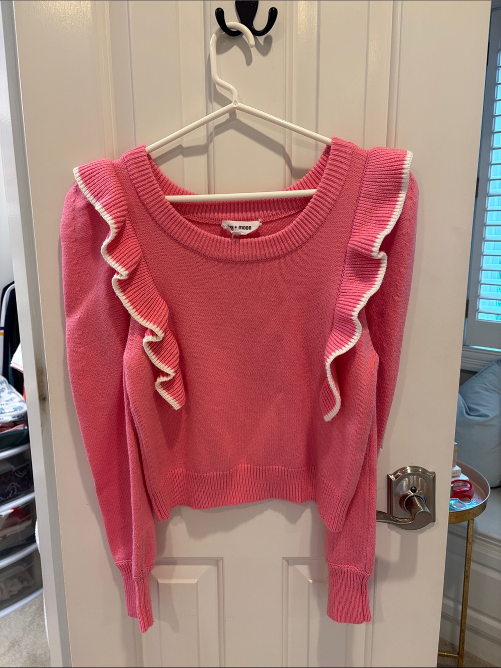 Ruffle-Trim Crewneck Sweater in Pink - & Other Stories